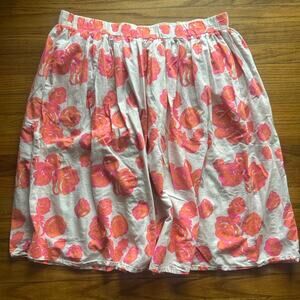 Lane Bryant Plus Floral Circle Skirt Neon Pink Orange Roses Plus Size 18/20 Chic